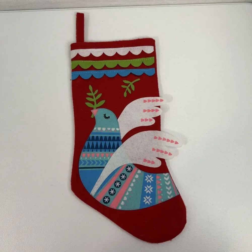 Target Christmas Stockings Felt Set of 3 Snowman Bird‎ Fairy Angel Pink Red Blue